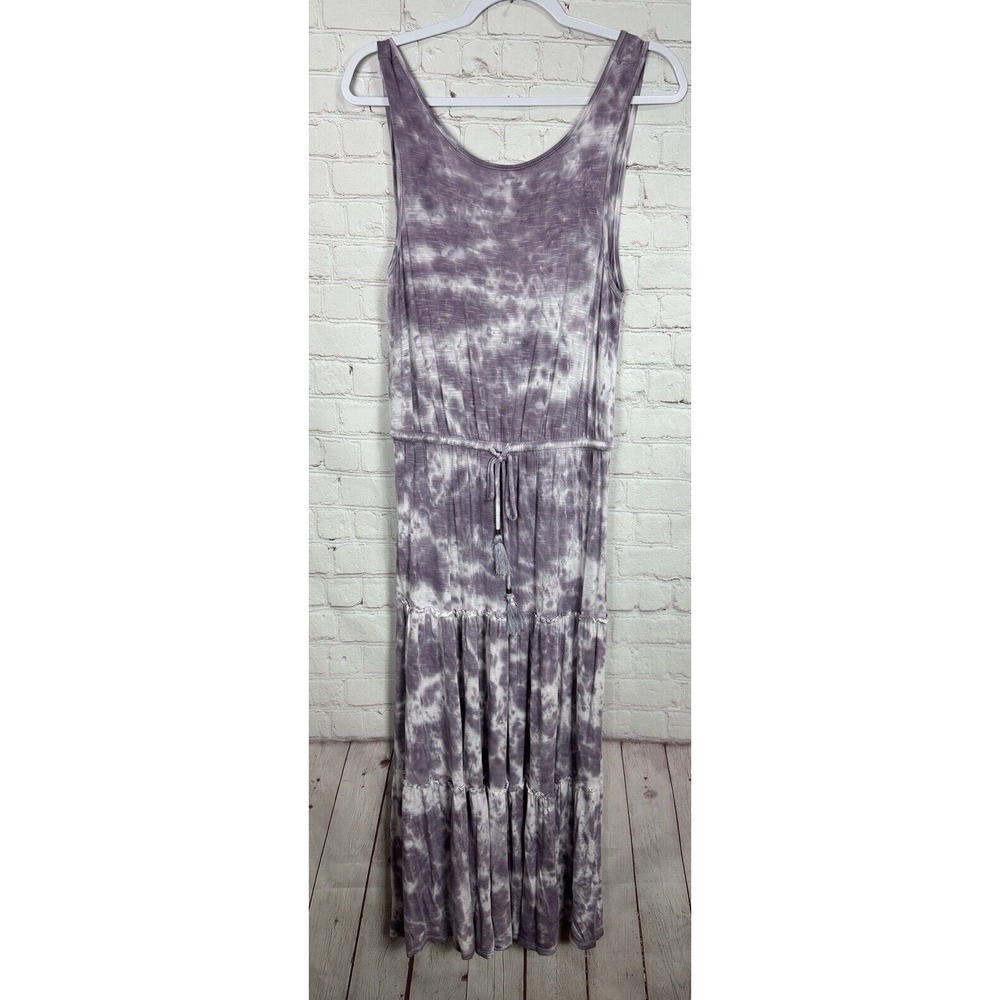 Knox Rose Tie Dye Purple Tiered Maxi Dress tank sleeveless summer, sz S, NWT $25